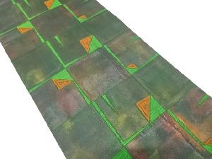 枡に幾何学模様織り出し　名古屋帯